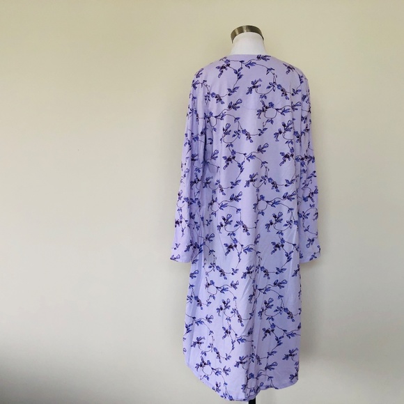 Nightgown Pullover Purple Floral Scoop Neck Long Sleeves CELESTIAL DREAMS - Picture 5 of 10